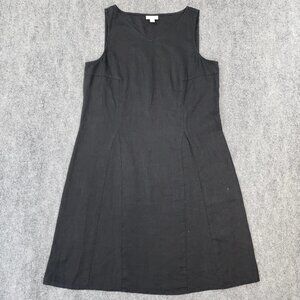 This women's black sleeveless A-line summer casual dress